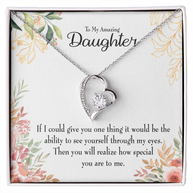 À Ma Fille la Capacité de Se Voir pour Toujours Collier w Message Card