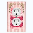 thumbnail image 1 of Metal Light Switch Plate Cover Elegant Raspberry Macaroon Cake Striped Wallpaper CAK049, 1 of 13