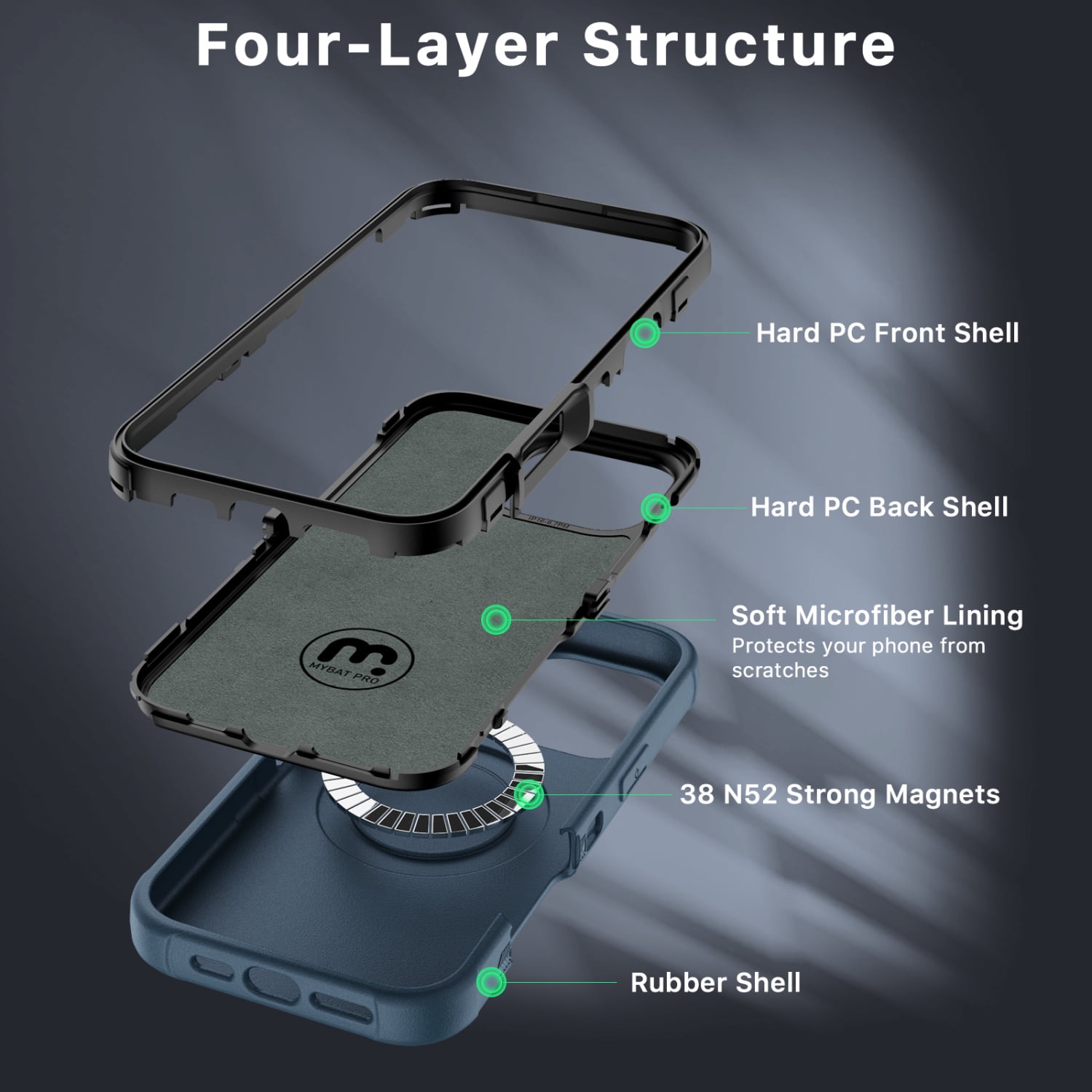 MyBat Pro Maverick Series Case with Holster and Tempered Glass for Apple iPhone 16 Pro - Blue