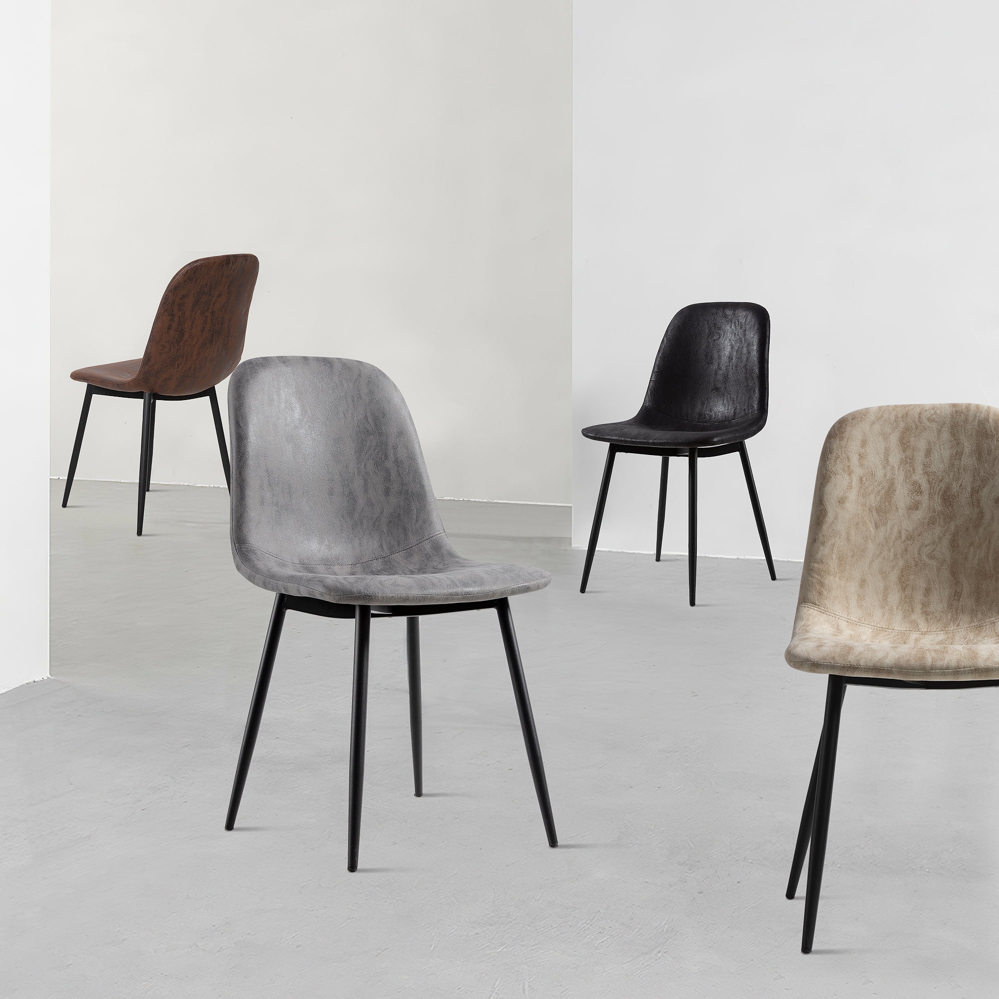 PU Dining Chairs Modern Chair Set of 2 for Home,Walnut