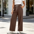 thumbnail image 6 of VBVC Women's Drawstring Wide Leg Pants , Fall Winter Lounge Trousers For Women , Ladies' Lightweight Soft Bottoms with Pockets, *Brown , XX-Large, 6 of 7