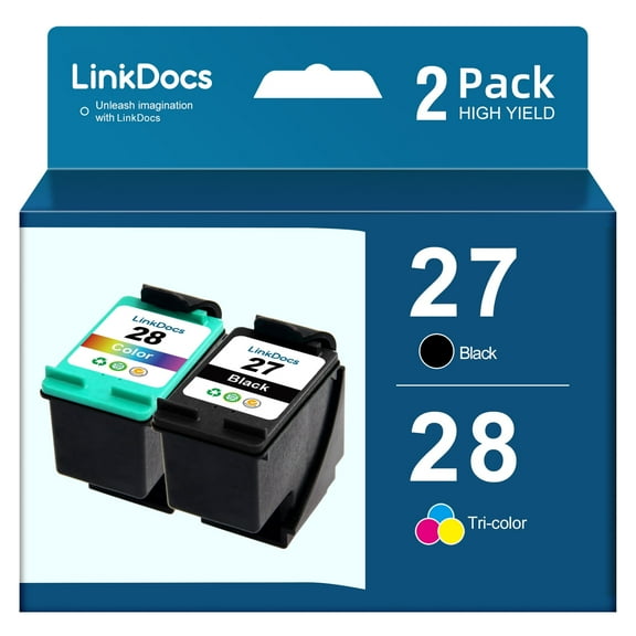 27 28 C8727A C8728A High Yield Ink Cartridge Compatible for HP 27 C8727 28 C8728 Ink to use with Deskjet 3650 3845 PSC 1310 1315 2200 2171 Officejet 5608 Printer(2 Pack Black& Color)