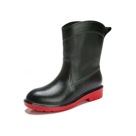 

Gomelly Ladies Garden Shoes Waterproof Rain Boots Lightweight Rubber Boot Casual Rainboot Women s Womens Work Shoe Mid-calf Black Red 8