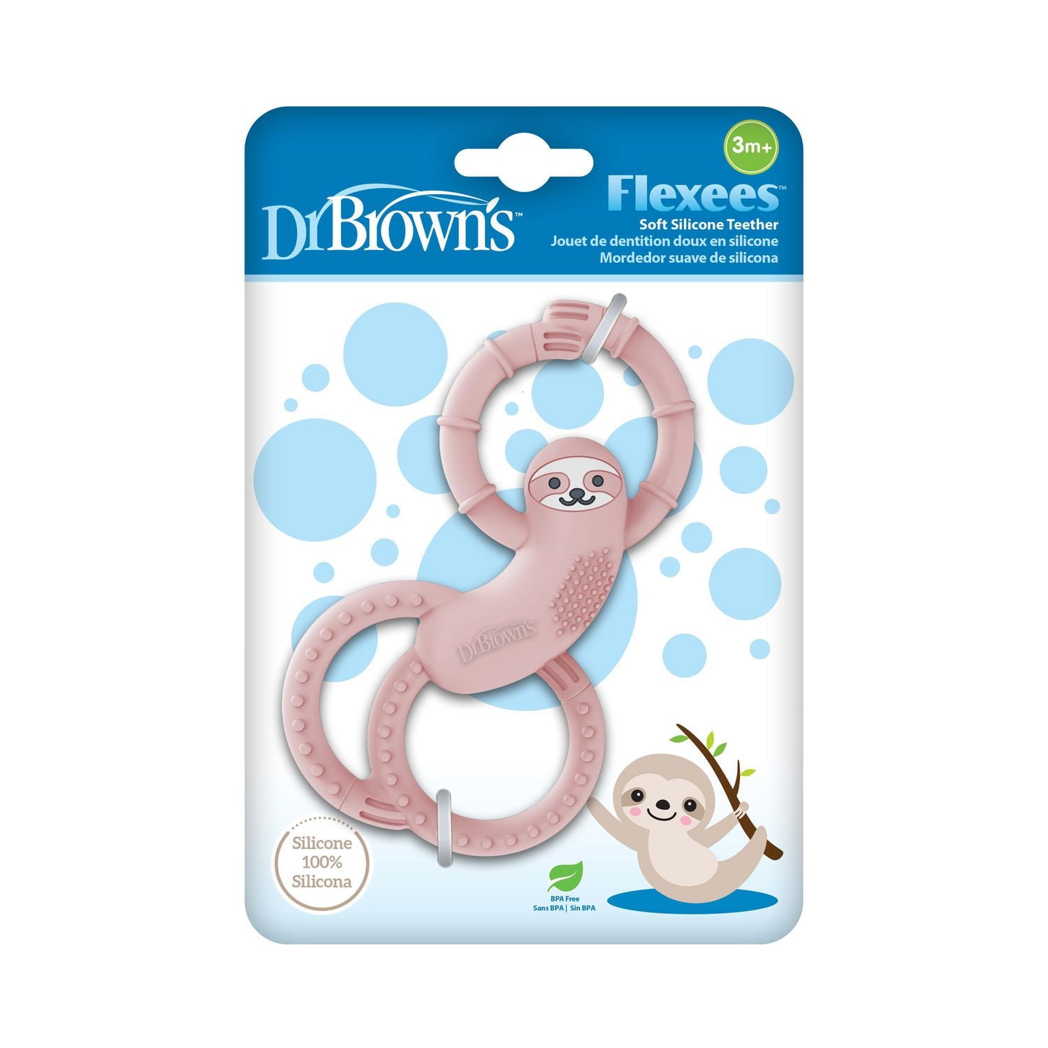 Jouet de dentition doux en silicone Flexees de Dr. Brown's rose