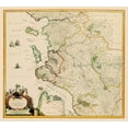 thumbnail image 2 of Blaeu 28x26 Gold Ornate Wood Framed with Double Matting Museum Art Print Titled - Saintonge Province France - Blaeu 1662, 2 of 4