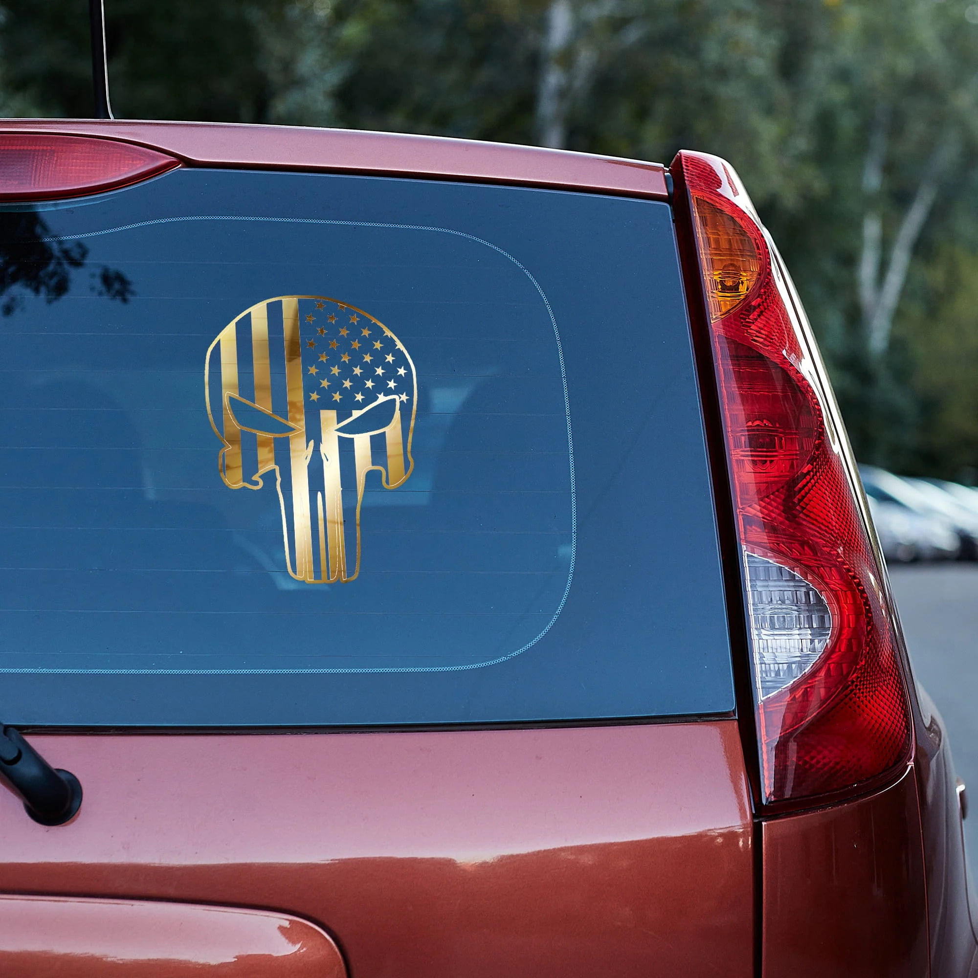 US Flag Skull - Vinyl decal car truck van SUV window decal sticker funny,garage, toolbox,tailgate