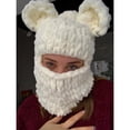 thumbnail image 3 of KOMOO Women Knitted Balaclava Bunny Ears Headband Hat Cute Crochet Knitted Cap Face Cover Hat Scarf Cap with Ear, 3 of 4