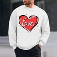 thumbnail image 4 of Mens Sweatshirt Love Heart Printed Fashion Valentines Pullover Tops Loose Fit Casual Holiday Couple Outfits (2XL, White #B), 4 of 6
