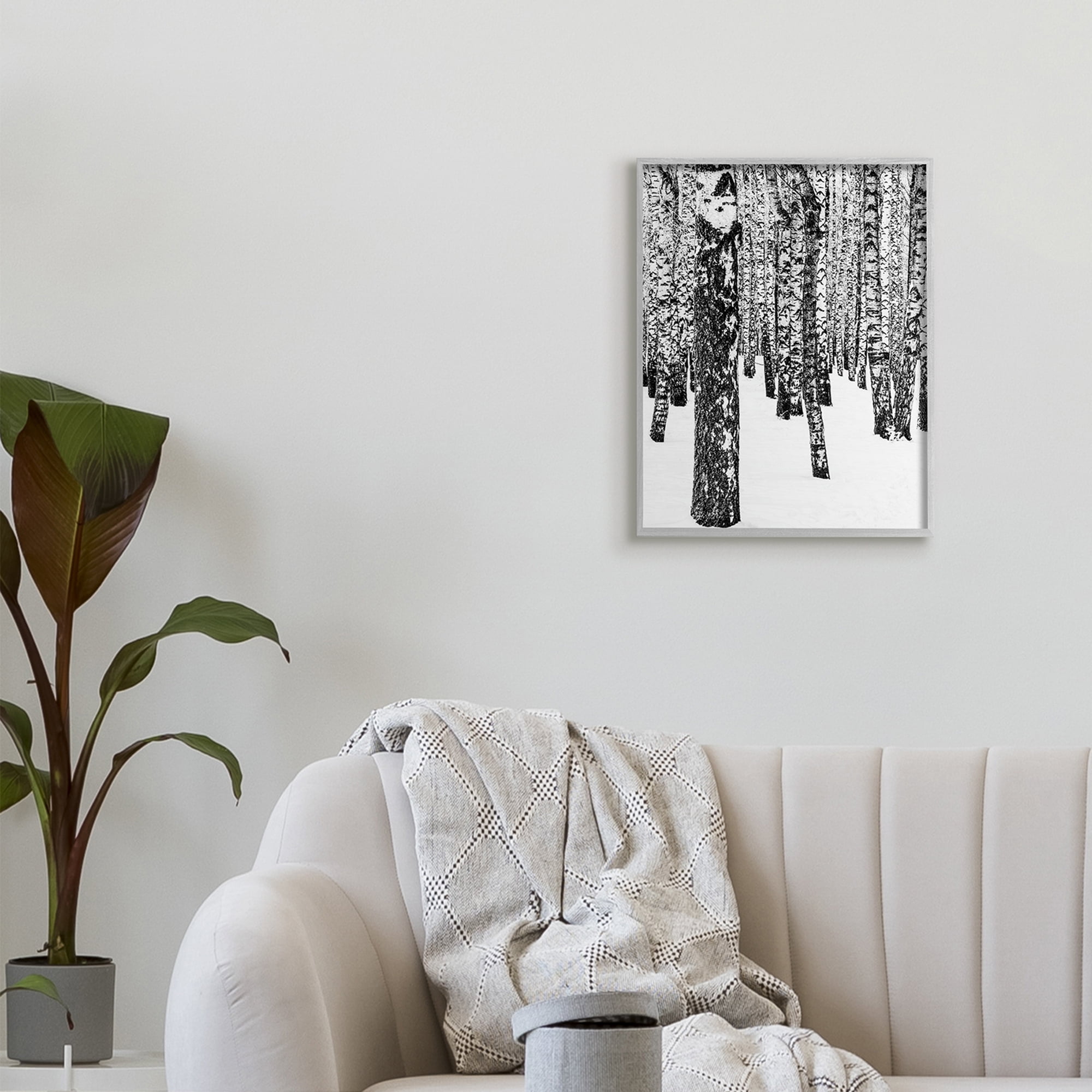 Stupell Industries Minimal Snowy Woods Landscape Black and White,16 x 20,Designed by Design Fabrikken