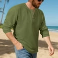 thumbnail image 6 of APEXFWDT Men's Waffle Knit Henley Top Casual Long Sleeve Base Layer Solid Color Fall Top for Daily Errands & Weekend, 6 of 9
