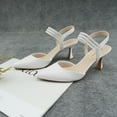 thumbnail image 4 of JENN ARDOR Women's Kitten Heels Slingback Pumps Elastic Ankle Strap Sandals Closed Pointed Toe Dress Shoes, 4 of 5