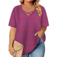 thumbnail image 2 of Tops de Manga Corta de Tamaño Más de las Mujeres, Blusas de Cuello en V Impresas de Verano de Moda para Uso Casual, Diario Y de Fiesta, 2 of 7