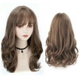 Wigs Human Hair Wig Female Long Hair Round Face Fluffy Full Head Set