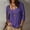 Purple, variant on Women's Solid Casual Button Placket V Neck 3/4 Sleeve Top, Daily Commute Pullover Blouse Shirt for Spring Fall Black XL(XL)