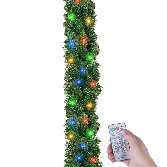 iHomeGarden 10ft Pre-Lit Christmas Garland with Remote for Christmas Decorations Indoor Outdoor, Battery Operated for Mantel Stair Banister Doorframe