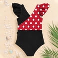 thumbnail image 6 of yoeyez Toddler Kids Swimsuit Girl Cute Ruffle Strap Bathing Suit Polka Dots One Piece Swimsuits Color Block Padded Tummy Control Swimwear 7-16Y, 6 of 7