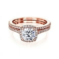 thumbnail image 2 of Kobelli 14k Gold Cushion Forever One Moissanite Floating Halo Bridal Set DEF/VS, GH/I, 2 of 5