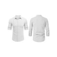 thumbnail image 4 of Liacowi Men Casual Shirt Solid Color Jacquard Tops Long Sleeve Button Loose Blouse, 4 of 5