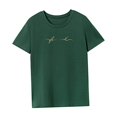 thumbnail image 4 of Camiseta de mujer ropa de moda de verano camisa de cuello redondo para mochilero de vacaciones Verde, 4 of 7