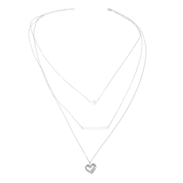 Collar con colgante de corazón de múltiples capas para clavícula, joyería para mujer, regalo