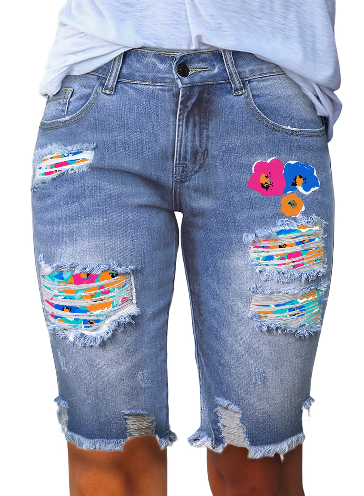 FARYSAYS Womens Jeans Short Petite Bermuda Shorts for Women Knee Length