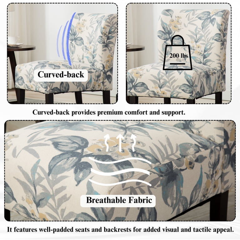 Roundhill Furniture Capa Armless Contemporary Accent Chair, Blue photo 4
