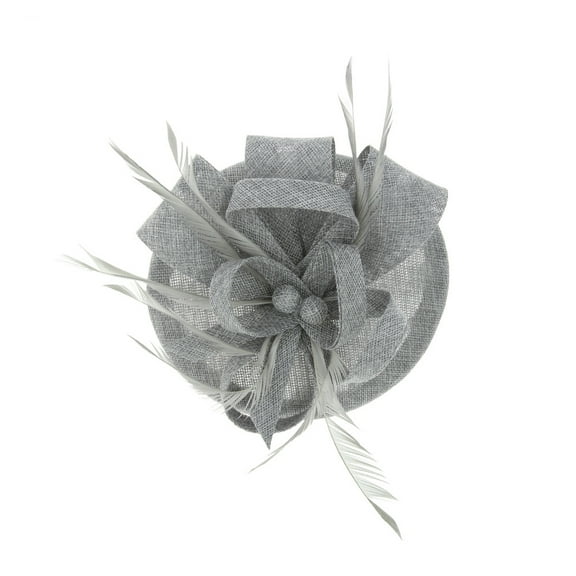 Chic Headwear Woven Loop Feathering Fascinator - Grey