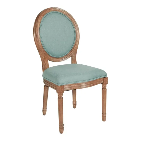OSP Home Furnishings Lillian Oval Back Chair in Klein Sea Brushed Frame