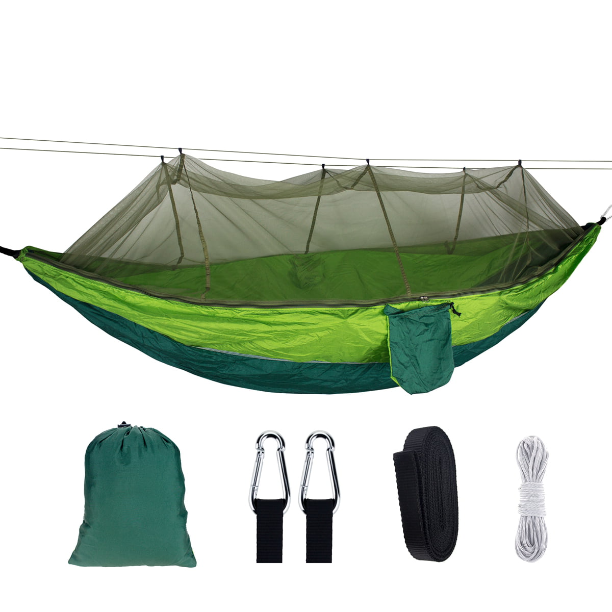 Portable Double Travel Outdoor Camping Mosquito Net Hanging Hammock Bed W/ Swing 