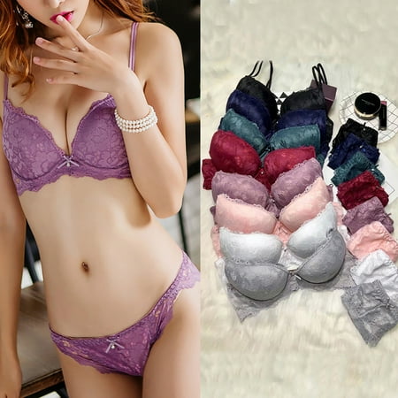 

Jiaroswwei Women Sexy Soft Lace Push Up Bra Underwear Panties Briefs Set for Club
