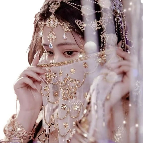 Women Tassel Costume Mask Belly Dance Face Veil Hanfu Accessories Princess Cosplay Female Face Cover Ancient Style Fairy