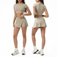 thumbnail image 1 of PISONIC Ensemble de 2 Pcs Robe de Tennis pour Femmes Taille Haute Plissée Jupe de Tennis avec Shorts Manches Courtes Courte Golf Entraînement Jupes Ensembles, 1 of 7