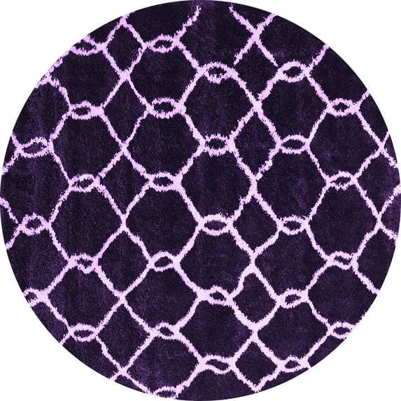 Ahgly Company Indoor Round Trellis Purple Modern Area Rugs, 8' Round