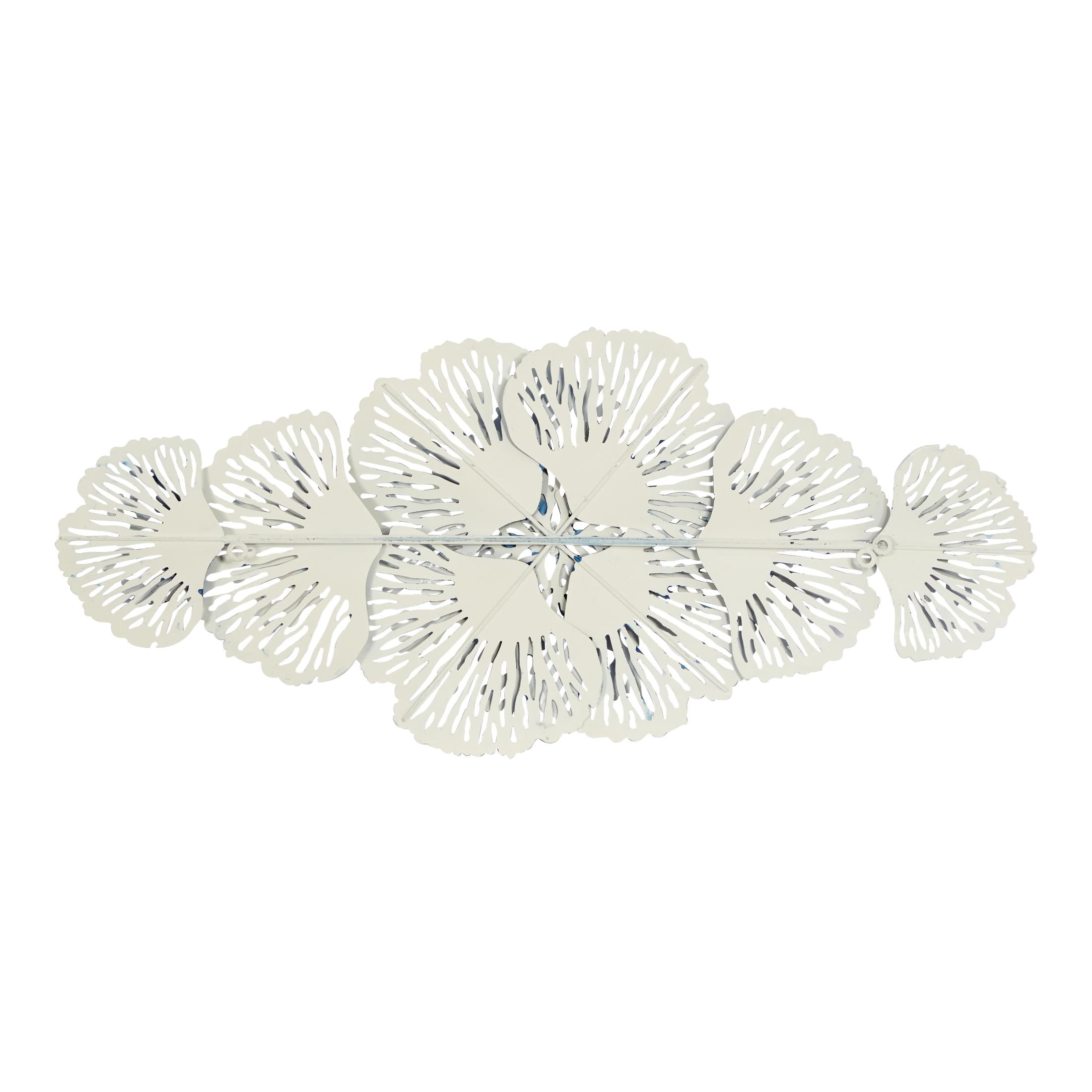 DecMode Blue Metal 3D Floral Wall Decor