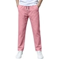 thumbnail image 6 of Angala Little Boys School Pants Tapered Leg With Pockets And Drawstring Fall Casual Boys Baggy Pants Size 5-6 Years Pink, 6 of 7