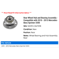 thumbnail image 2 of Rear Wheel Hub and Bearing Assembly - Compatible with 2010 - 2013 Mercedes-Benz Sprinter 2500 2011 2012, 2 of 2
