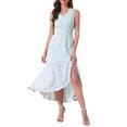 thumbnail image 2 of Vestido midi sin mangas de línea A con abertura lateral y bajo asimétrico para mujer Inspire Chic, azul claro, talla L, 2 of 6