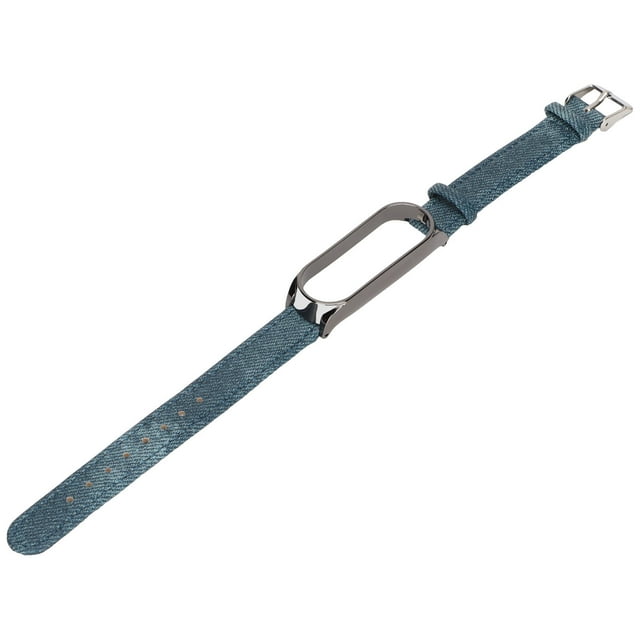 Correa de reloj con estampado de mezclilla, estilo retro, de repuesto para Xiaomi Mi Band 6, hebilla NFC, color azul, mezclilla, carcasa negra.