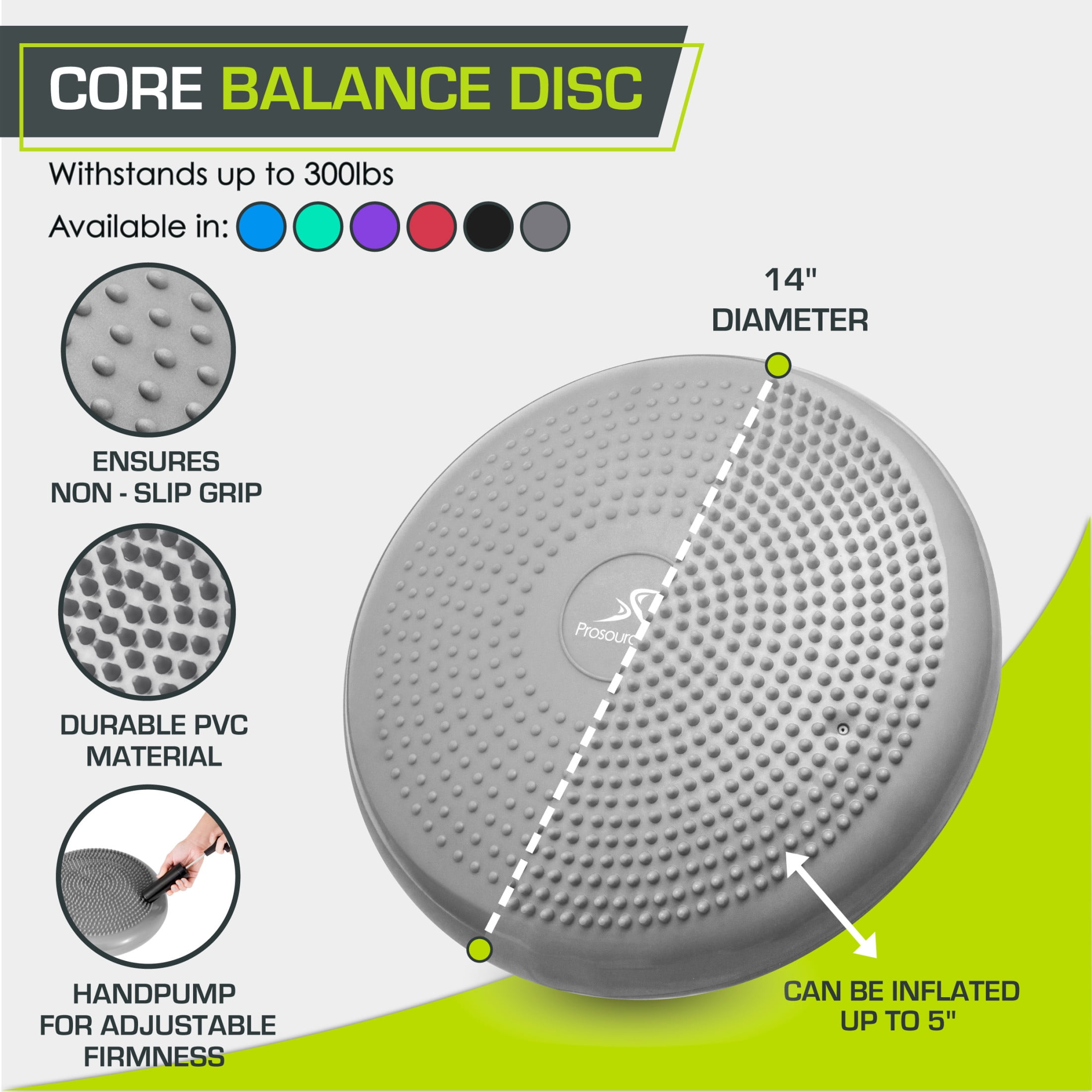 ProsourceFit Core Balance Disc Trainer, 14" Diameter with Pump