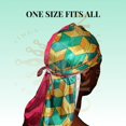 thumbnail image 4 of Anime Durag and Silk Bonnet 2pcs Set for Men Women, Silky Design Satin Fabric Comfort Compression, Burgundy Gold, 4 of 7