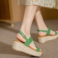 thumbnail image 3 of KBODIU Women's Wedge Sandals Straw Platform Open Toe Anti-Slip Hemp Rope Sandals Green 40, 3 of 5