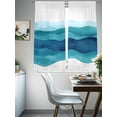 thumbnail image 4 of Teal Blue Sheer Curtains 63 Inches Long 2 Panels Water Ripple Abstract Ombre Watercolor Modern Art Light Filtering Semi Sheer Window Curtains Drapes for Bedroom Living Room 52"x63", 4 of 7