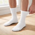 thumbnail image 6 of YEMNPIOS 6 Pairs Loose Fit Socks Non Binding Wide Calf for Men Women Plus Size White, 6 of 6
