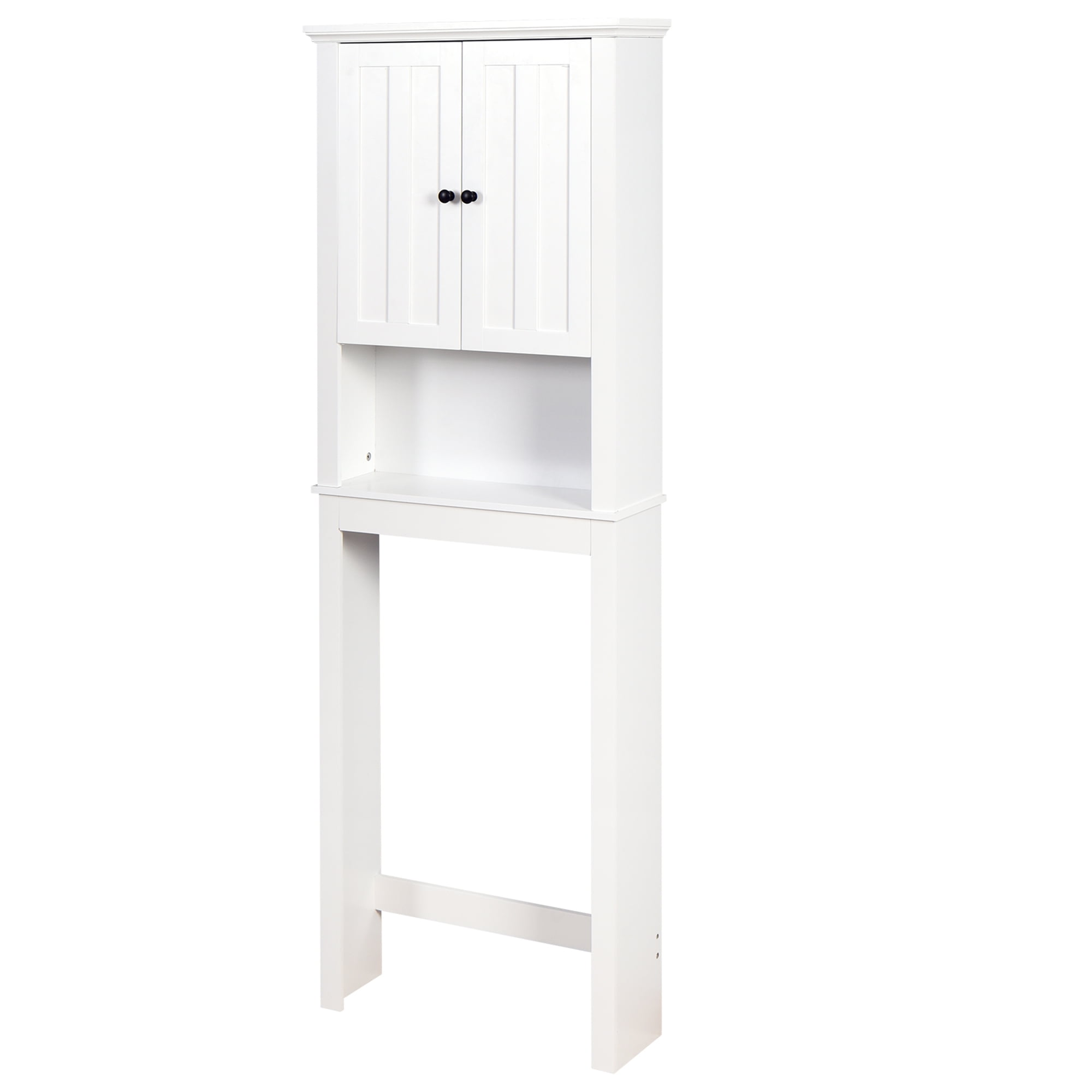 Legahome Bathroom Organizer Cabinet, Home Over-The-Toilet Storage with Adjustable Shelf and Open Shelf, Over Toilet Tall Bathroom Cabinet Heavy Duty Shutter Door Space Saver Storage Rack, White