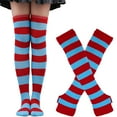 thumbnail image 3 of TRUBKH Rainbow Socks Striped Leg Warmers Arm Warmer Fingerless Gloves Striped Fingerless Gloves Thigh High Socks Striped Sleeves Arm Warmers Y2k Red One Size, 3 of 3