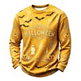 thumbnail image 3 of Havenx Halloween Shirts for Men Pumpkin Print Shirt Long Sleeve Crew Neck Tshirts Fashion Funny Spooky Scary Lightweight Top,Yellow XL, 3 of 5