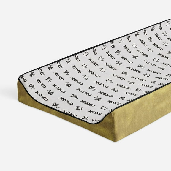 Bacati - Love Aztec Black/Gold Neutral Quilted Changing Pad Cover