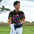 thumbnail image 5 of Balery Mardi Gras with Flamingo Printed Men’s Short Sleeve Polo Shirt, Midweight Men's Shirt,Golf Polo shirts -4X-Large, 5 of 8
