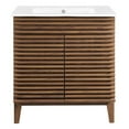 thumbnail image 3 of Modway Render 30" Modern Wood Bathroom Vanity Cabinet in Walnut/White, 3 of 9