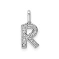 thumbnail image 1 of 14K White Gold Initial -R- Pendant Charm with Accent Diamonds (NO CHAIN), 1 of 5